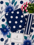 (Printed Lawn - Polka Dots - Navy Blue)